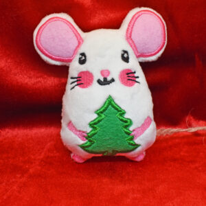 Mouse holding christmas tree Stuffie ITH