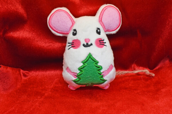 Mouse holding christmas tree Stuffie ITH