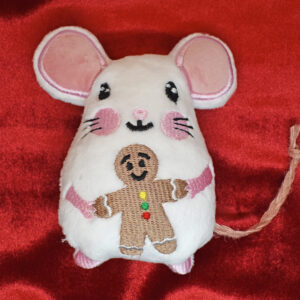 Mouse holding gingerbread man Stuffie ITH