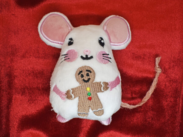 Mouse holding gingerbread man Stuffie ITH