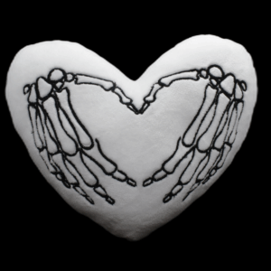 gothic skeleton hand heart pillow