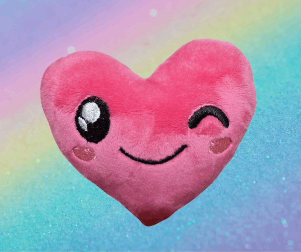 Heart with blink eyes Stuffie ITH 14