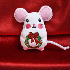 Mouse holding Christmas wreath Stuffie ITH