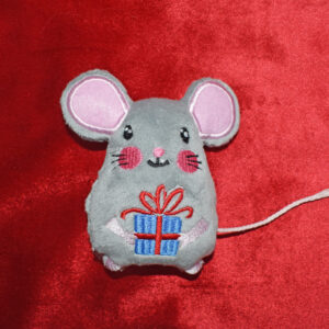 Mouse holding gift Stuffie ITH